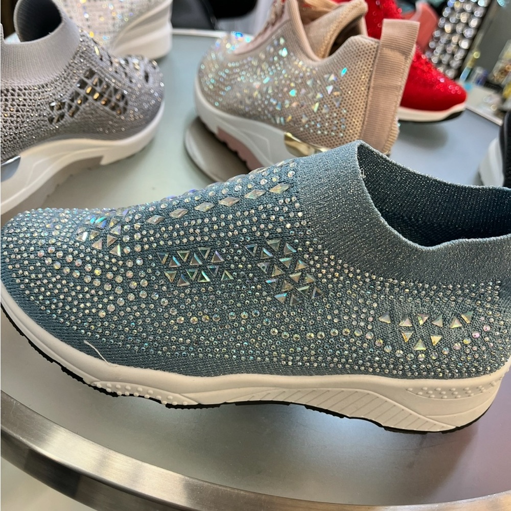 Sparkling Gray Slip-On Sneakers